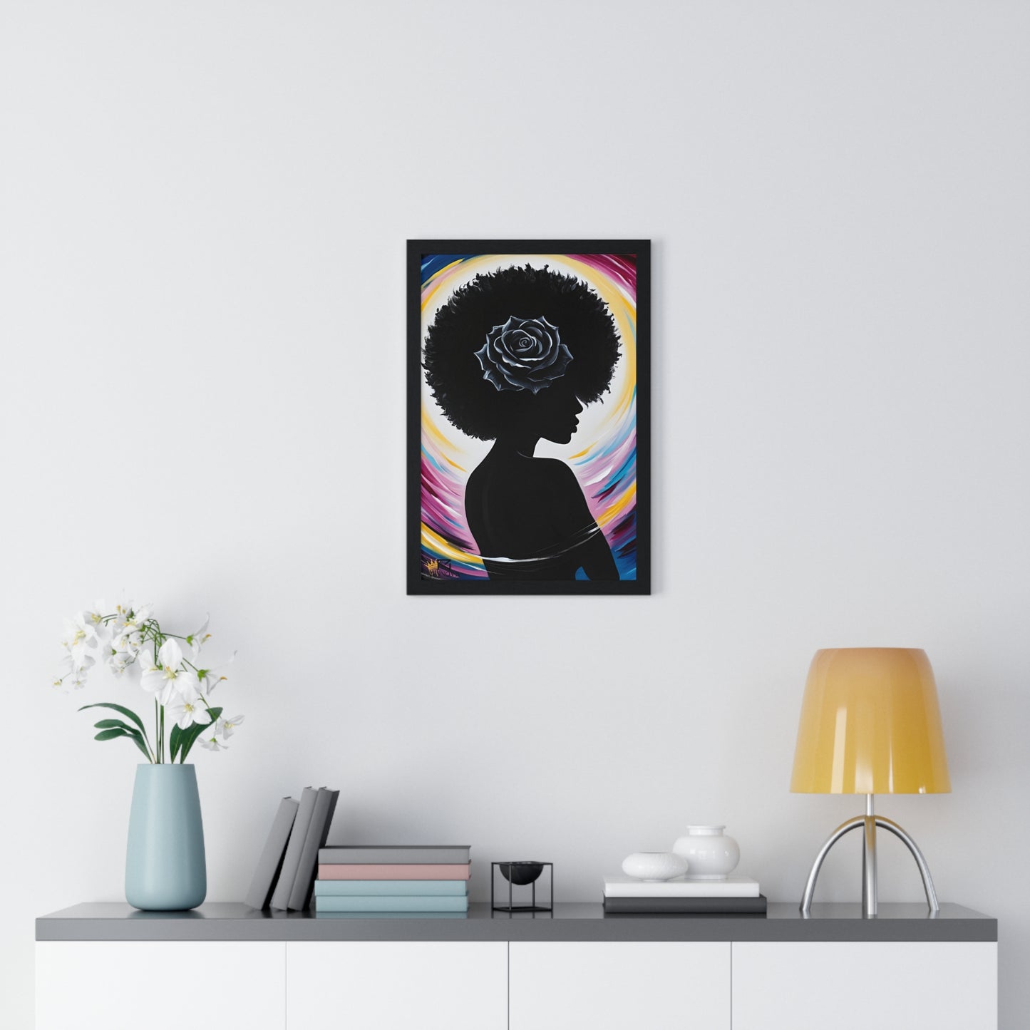 Vertical Framed Poster BLACK ROSE ZENNOVA