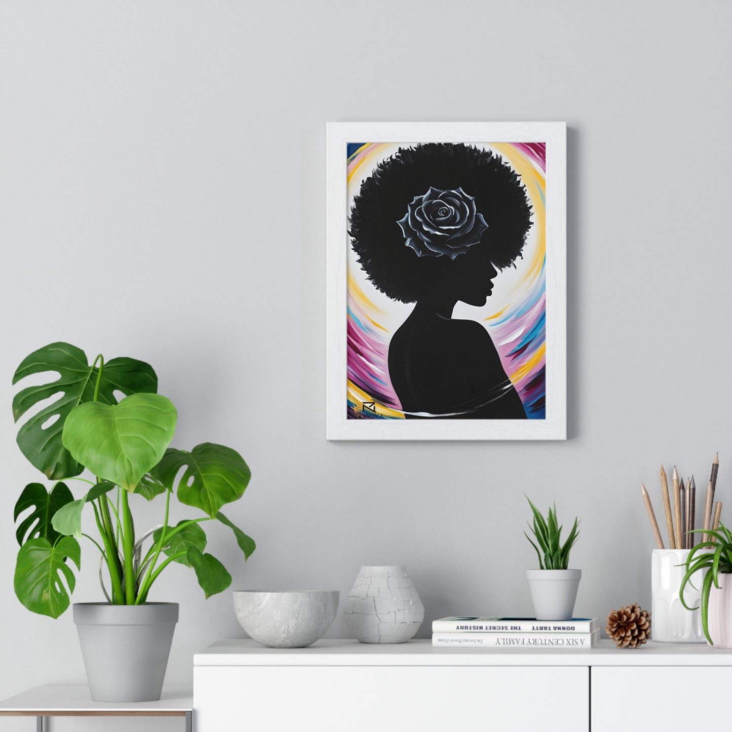 Vertical Framed Poster BLACK ROSE ZENNOVA