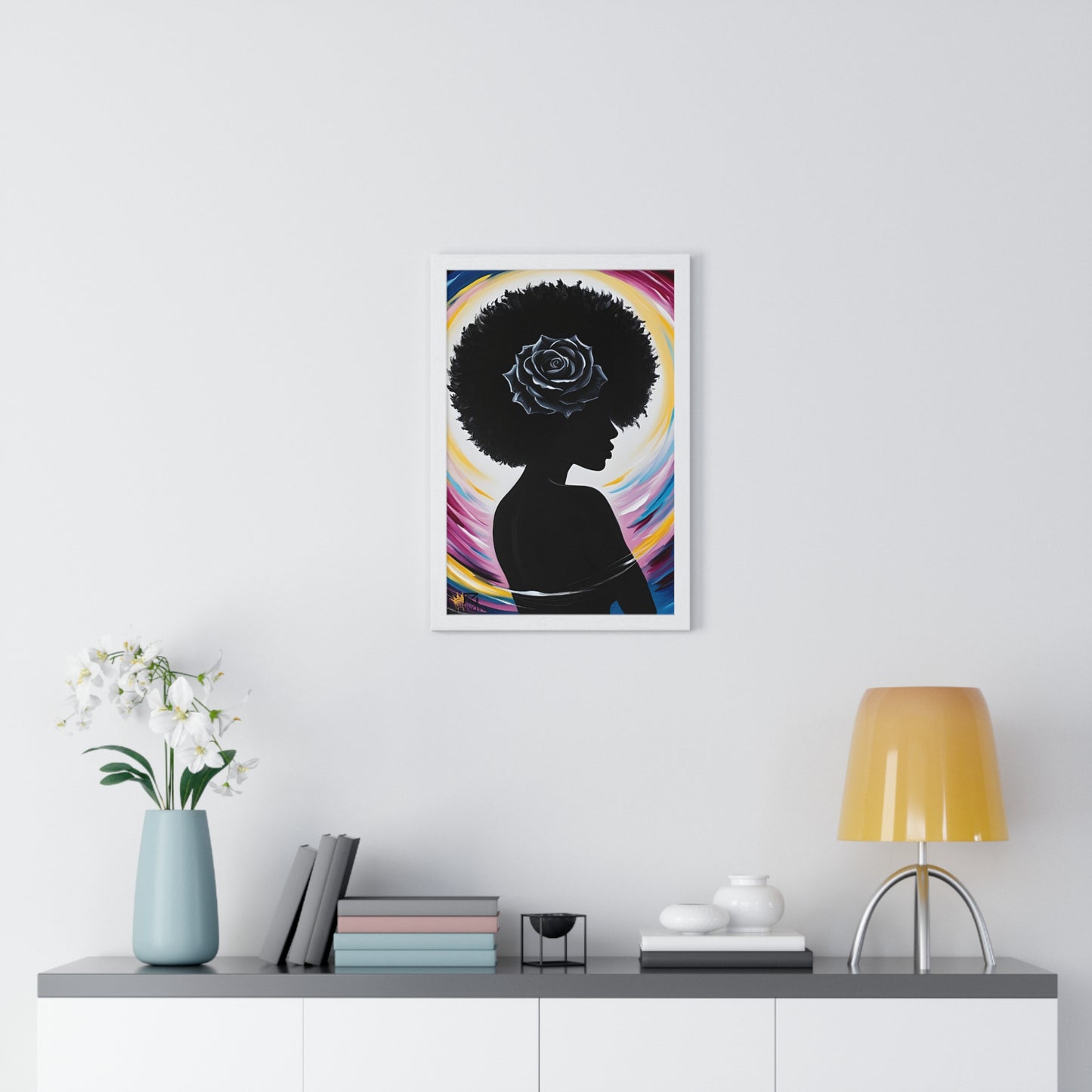 Vertical Framed Poster BLACK ROSE ZENNOVA