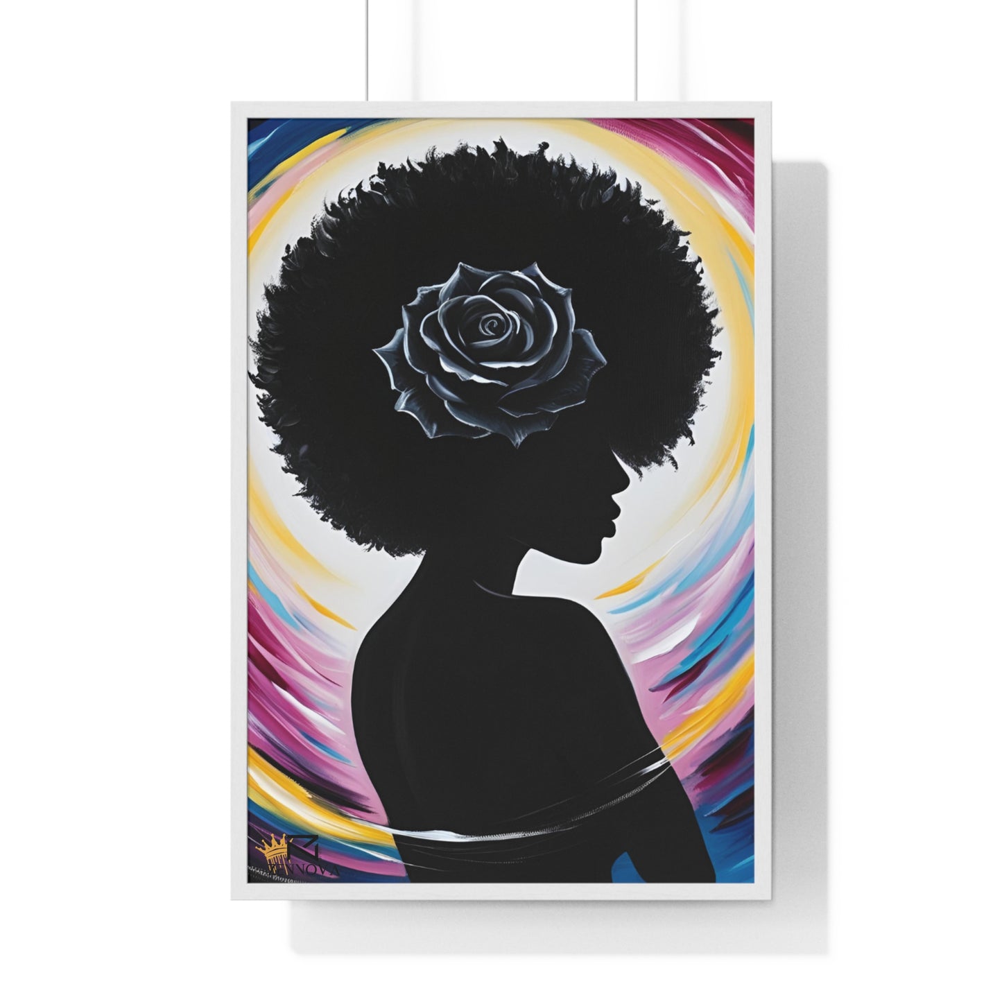 Vertical Framed Poster BLACK ROSE ZENNOVA