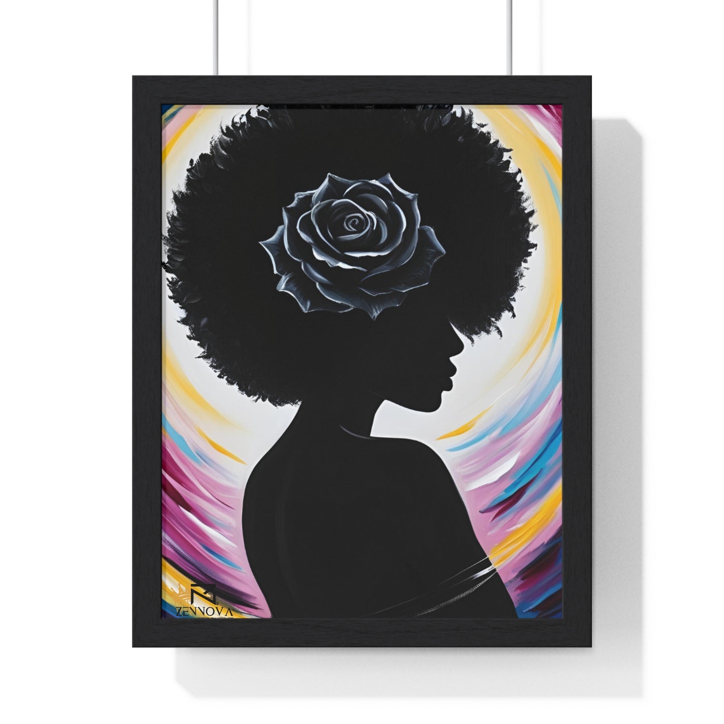 Vertical Framed Poster BLACK ROSE ZENNOVA