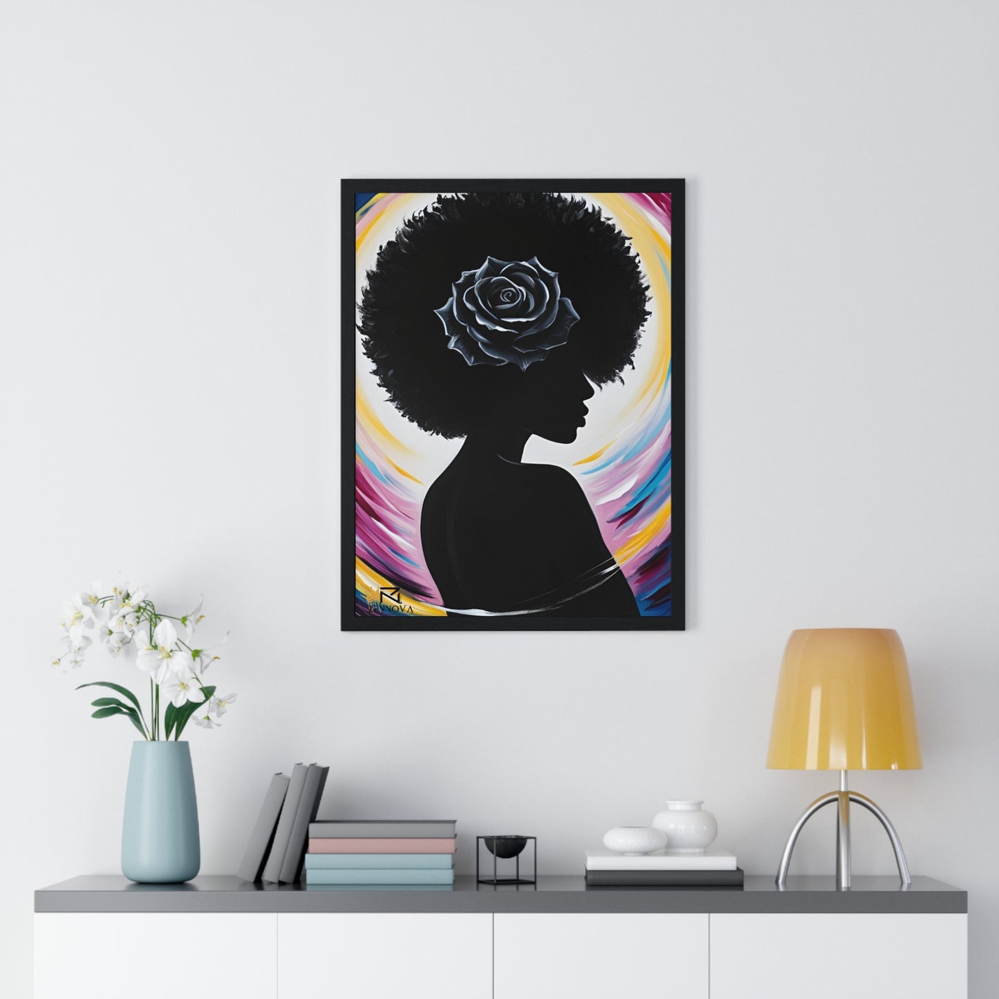 Vertical Framed Poster BLACK ROSE ZENNOVA