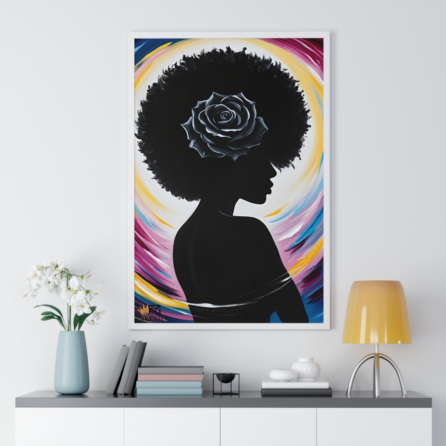 Vertical Framed Poster BLACK ROSE ZENNOVA