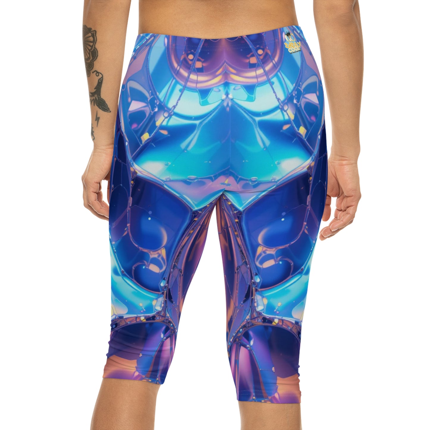 Blue Abstract Capri Leggings