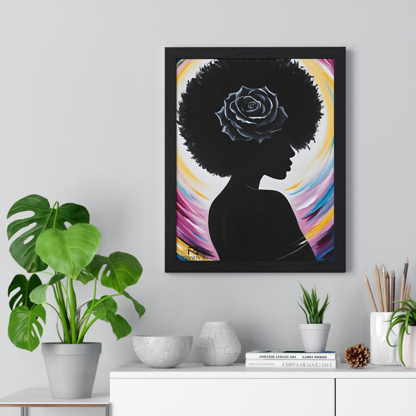 Vertical Framed Poster BLACK ROSE ZENNOVA