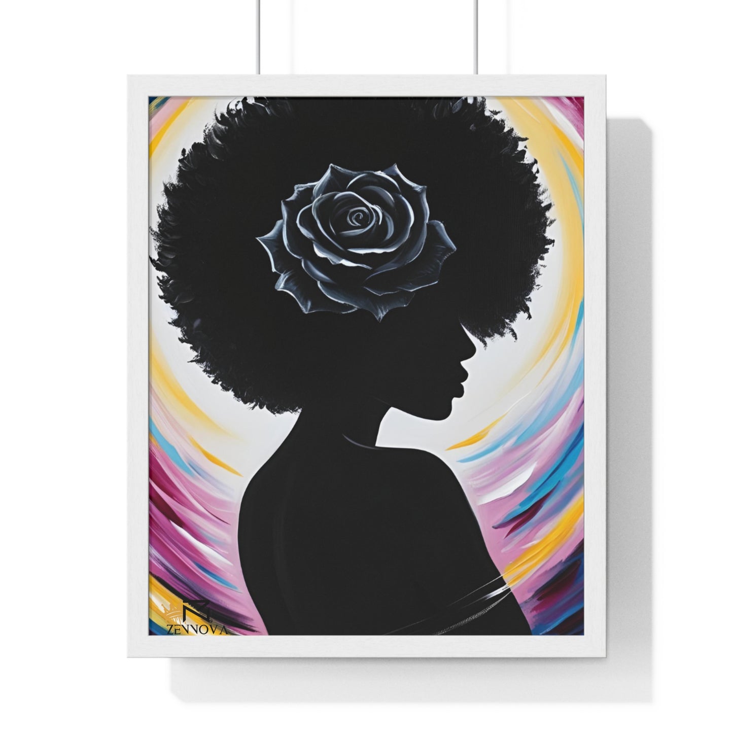 Vertical Framed Poster BLACK ROSE ZENNOVA