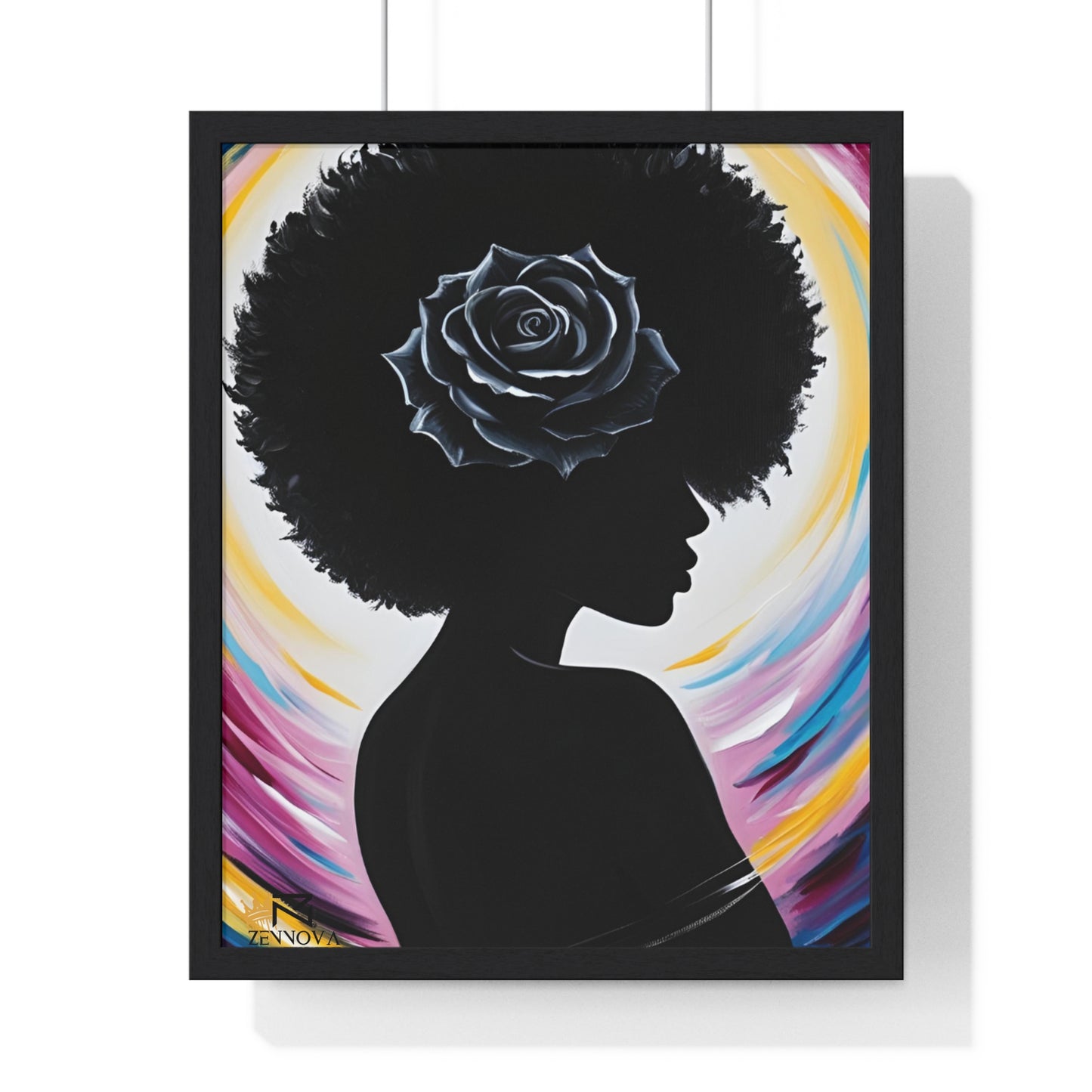 Vertical Framed Poster BLACK ROSE ZENNOVA