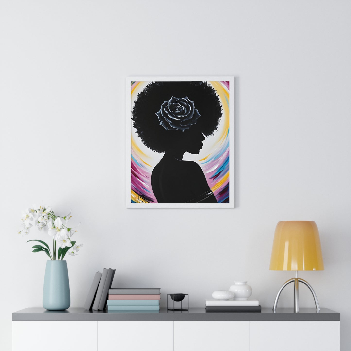 Vertical Framed Poster BLACK ROSE ZENNOVA