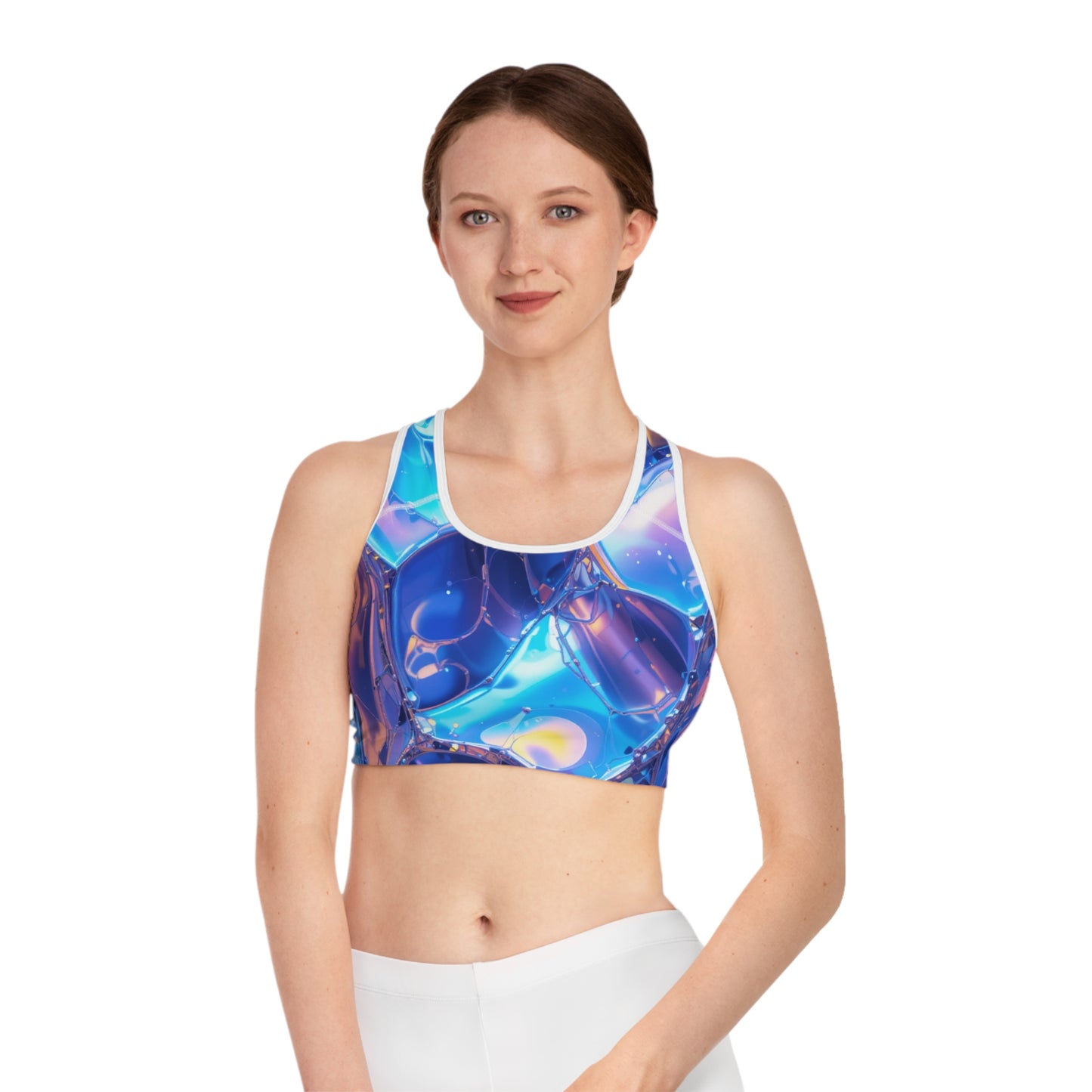 Vibrant Abstract Sports Bra for Activewear and Wellness