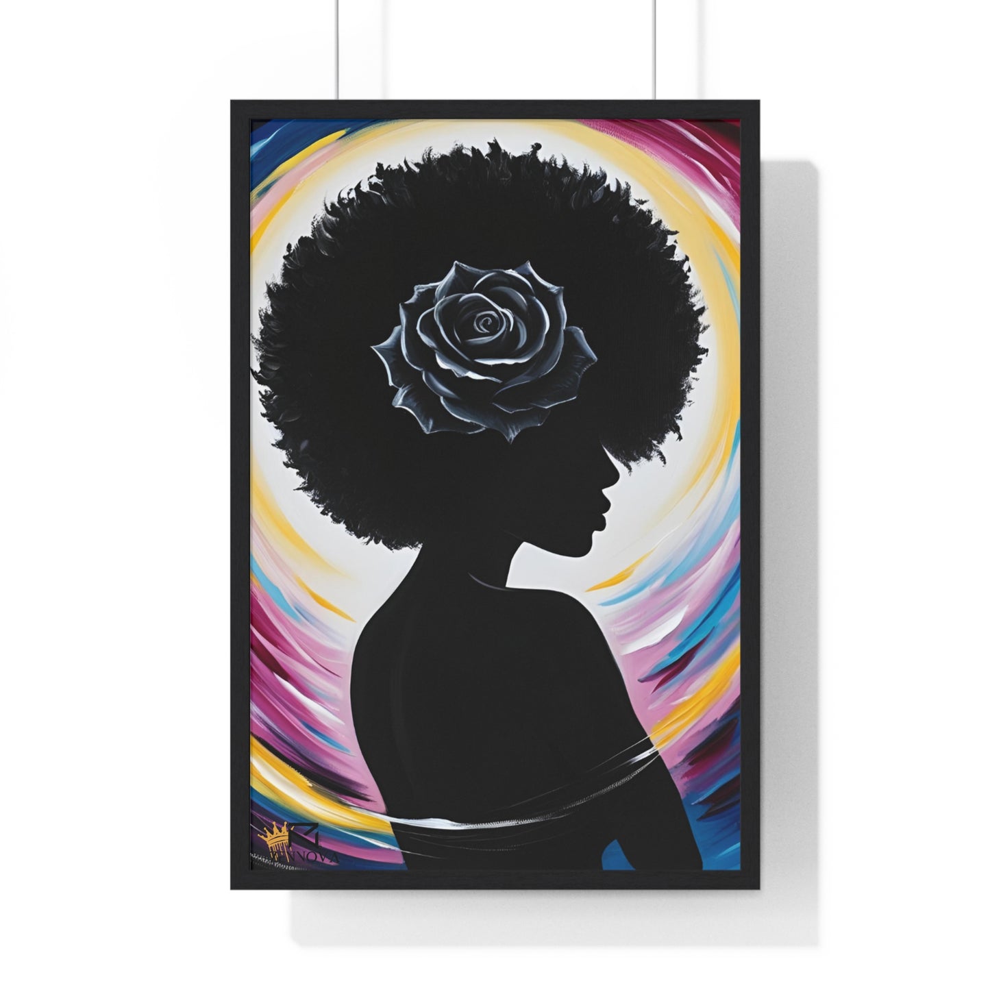 Vertical Framed Poster BLACK ROSE ZENNOVA