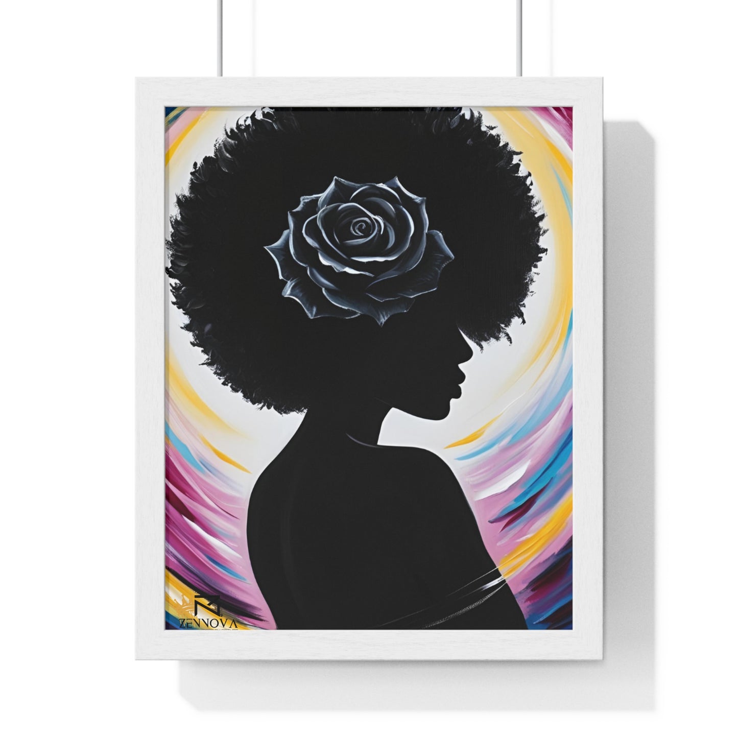 Vertical Framed Poster BLACK ROSE ZENNOVA