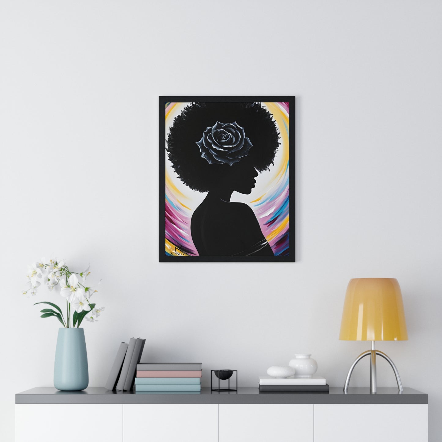 Vertical Framed Poster BLACK ROSE ZENNOVA