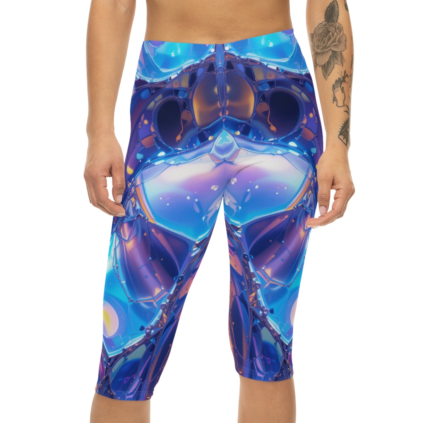 Blue Abstract Capri Leggings